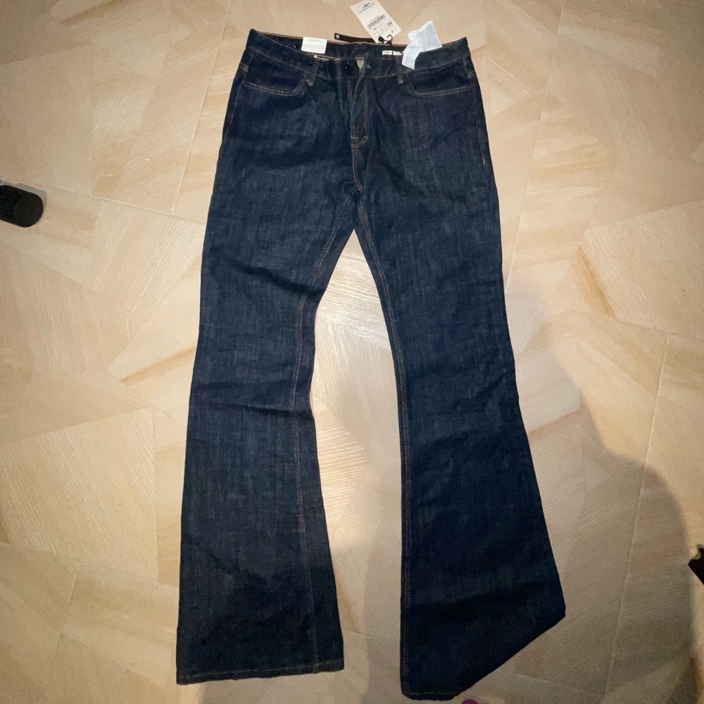 NWT - ZARA WOMEN DENIM SLIM FIT FLARE LEG MEDIUM RISE - SIZE 10